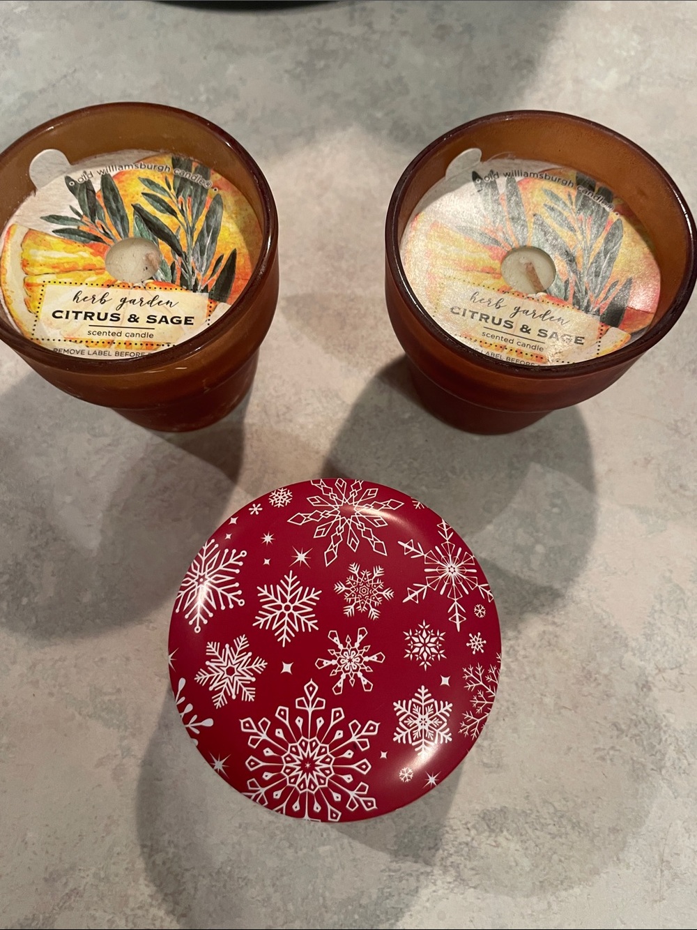 New Old Williamsburgh Citrus & Sage Scented Candles & Cedar Soy Candle